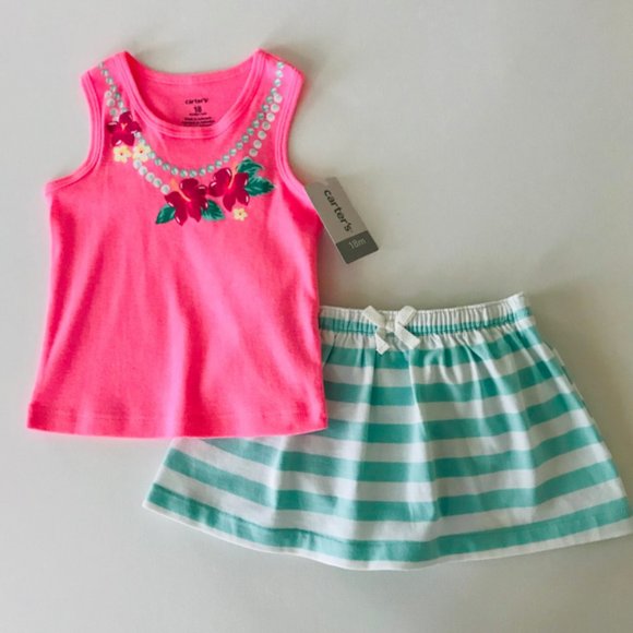 Carter's Matching Sets Baby Girl Pink Tank Top Skirt Set